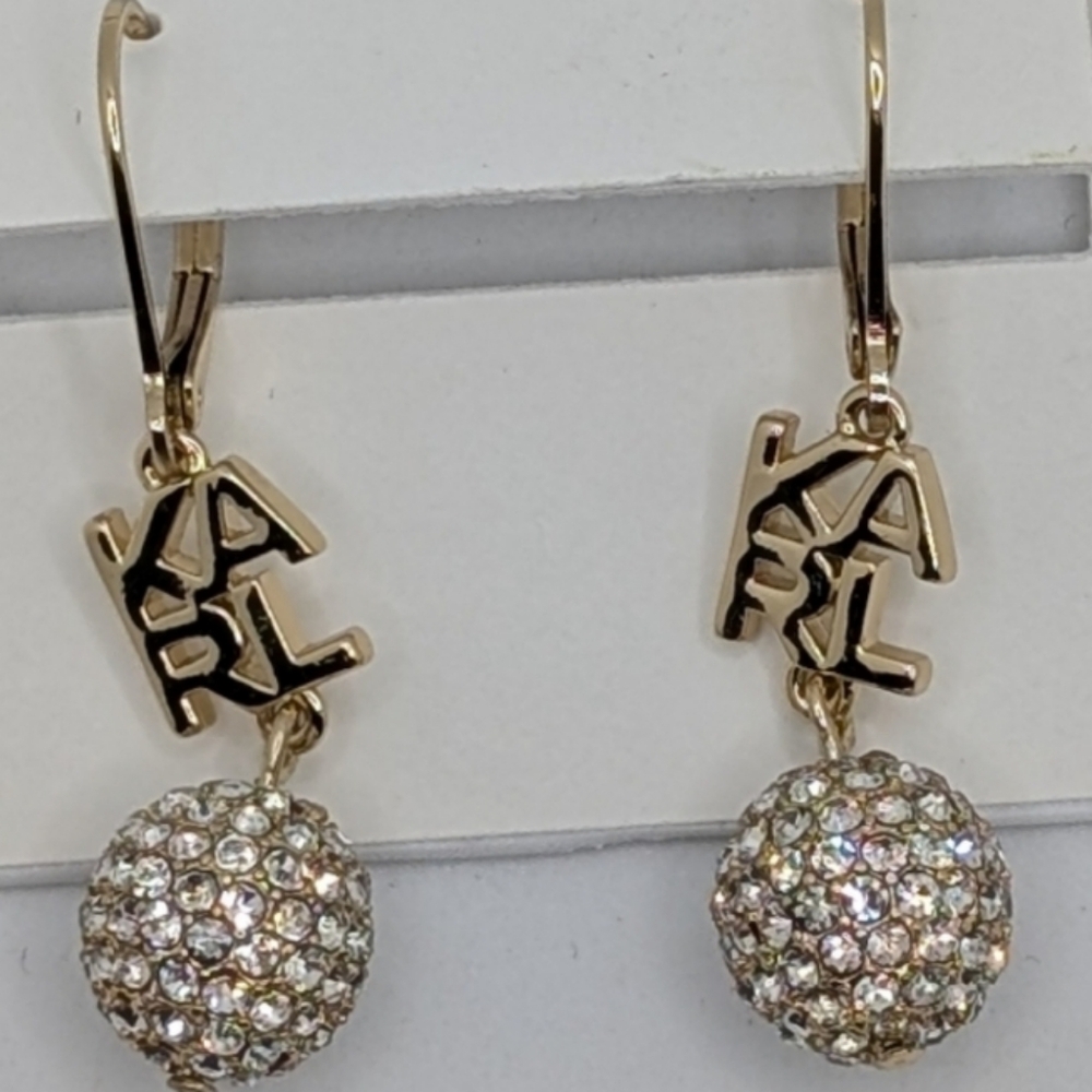 NWT Karl Lagerfeld Gold Drop Earrings - Picture 2 of 5